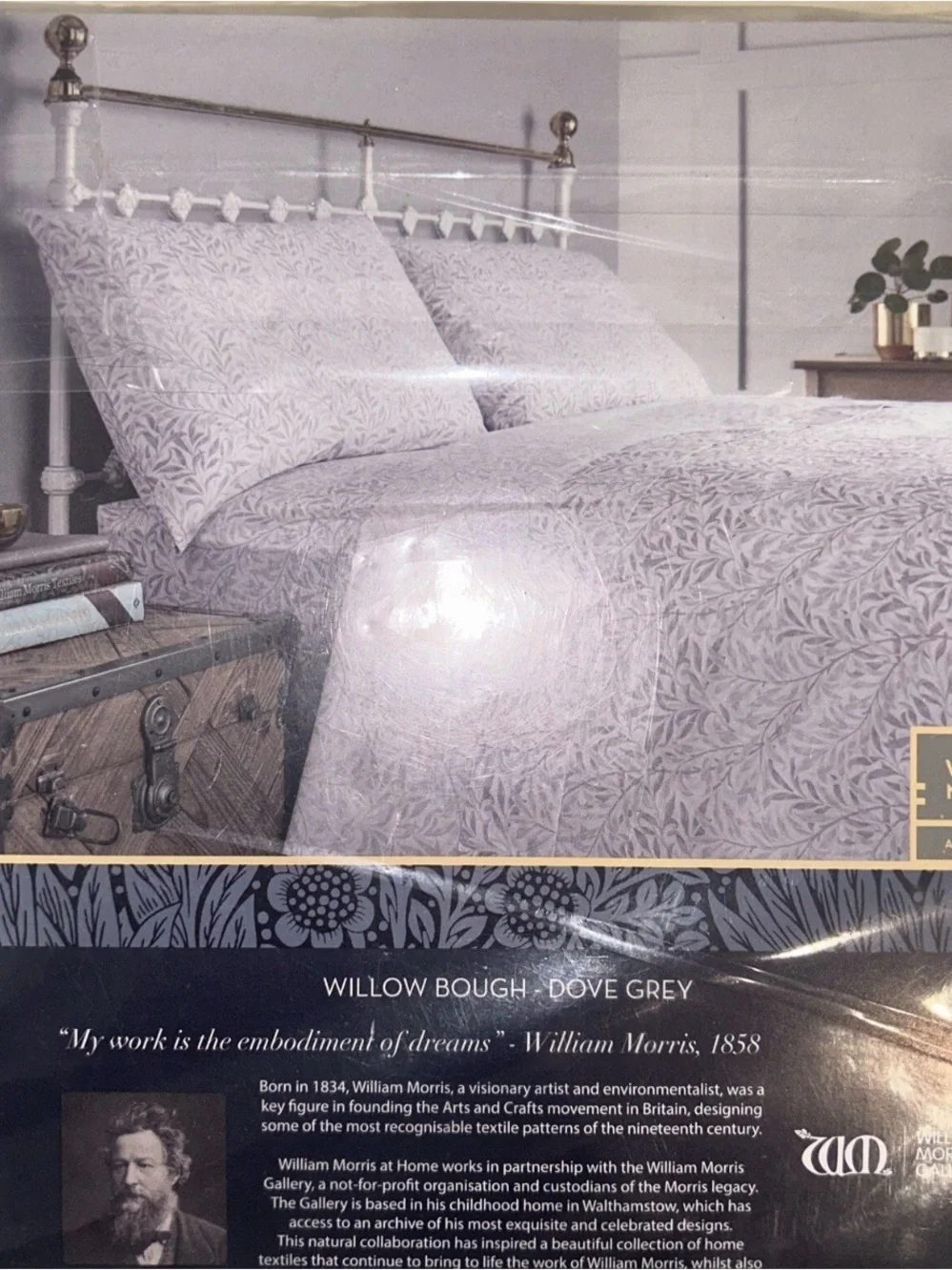 New William Morris Willow Bough King Sheet Set ~Dove Gray~ 4-Piece